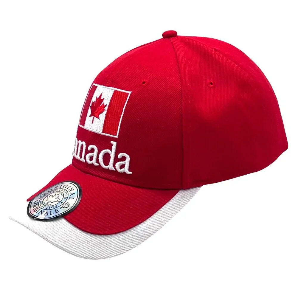 Canada Flag Embroidered Baseball Cap Hat Red White New Country Leather Brand - Picture 13 of 16